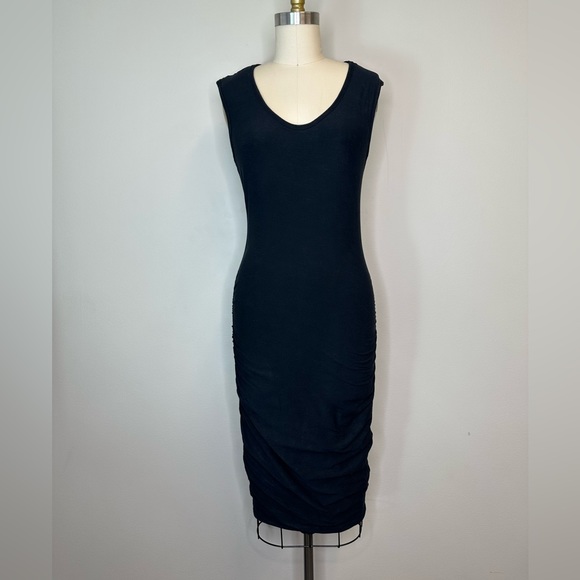 Standard James Perse Black Fitted Ruched Dress - Picture 1 of 4